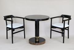  Thonet Pair Of Black Armchairs With White Leather Upholstery by Thonet AT ca 1980 - 3361623