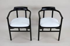  Thonet Pair Of Black Armchairs With White Leather Upholstery by Thonet AT ca 1980 - 3361625