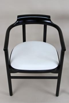  Thonet Pair Of Black Armchairs With White Leather Upholstery by Thonet AT ca 1980 - 3361626