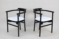  Thonet Pair Of Black Armchairs With White Leather Upholstery by Thonet AT ca 1980 - 3361630