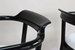  Thonet Pair Of Black Armchairs With White Leather Upholstery by Thonet AT ca 1980 - 3361631