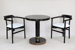  Thonet Round Black Coffee Table Side Table by THONET With Brass Base Austria ca 1980 - 3361773