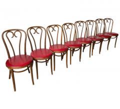  Thonet Set of Eight Mid Century Modern Bentwood Thonet Dining Chairs or Cafe Chairs - 2011742