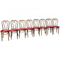  Thonet Set of Eight Mid Century Modern Bentwood Thonet Dining Chairs or Cafe Chairs - 2011745