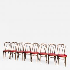  Thonet Set of Eight Mid Century Modern Bentwood Thonet Dining Chairs or Cafe Chairs - 2012881