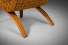  Thonet Set of Two 2 Bentwood Slipper Chairs in Original Yellow Plaid Wool Fabric - 2590662