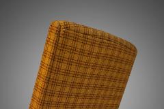  Thonet Set of Two 2 Bentwood Slipper Chairs in Original Yellow Plaid Wool Fabric - 2590665