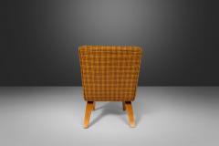  Thonet Set of Two 2 Bentwood Slipper Chairs in Original Yellow Plaid Wool Fabric - 2590668