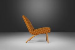  Thonet Set of Two 2 Bentwood Slipper Chairs in Original Yellow Plaid Wool Fabric - 2590672