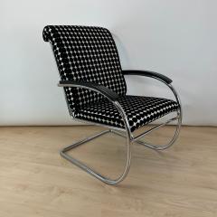  Thonet Thonet Lounge Chair KS 46 Chromed Steeltube Velvet Lacquer Germany 1932 - 4229474
