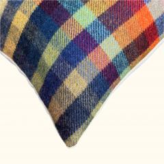  Threads Soft Goods 1960s Wool Plaid Blanket Pillow 22 x 22 USA 1472c - 4323062