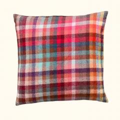 Threads Soft Goods 1960s Wool Plaid Blanket Pillow 22 x 22 USA 1472d - 4323051