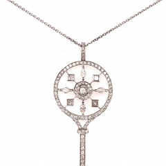  Tiffany Co 18 Karat White Gold and Diamond Petals Key Pendant Necklace Tiffany Co Style - 2718041