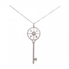  Tiffany Co 18 Karat White Gold and Diamond Petals Key Pendant Necklace Tiffany Co Style - 2725755