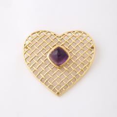  Tiffany Co 18K Gold Heart Form Woven Latticework Brooch w Cabachon by Tiffany Co  - 4653632