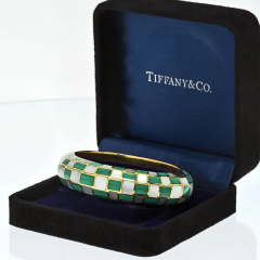  Tiffany Co 18K Yellow Gold Angela Cummings Mother Of Pearl And Malachite Bracelet - 3862306