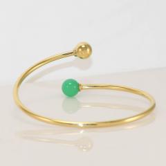  Tiffany Co 18K Yellow Gold Tiffany Co Hardware Ball Bypass Bangle Bracelet - 4525853
