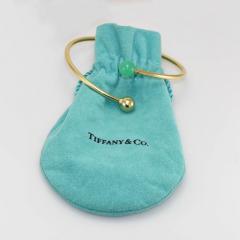  Tiffany Co 18K Yellow Gold Tiffany Co Hardware Ball Bypass Bangle Bracelet - 4525855
