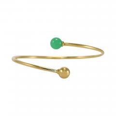  Tiffany Co 18K Yellow Gold Tiffany Co Hardware Ball Bypass Bangle Bracelet - 4527144