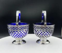  Tiffany Co A Pair of Tiffany Baskets with Cobalt Liner - 3321790