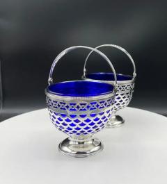  Tiffany Co A Pair of Tiffany Baskets with Cobalt Liner - 3321792