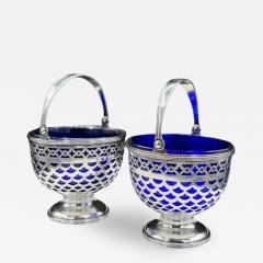  Tiffany Co A Pair of Tiffany Baskets with Cobalt Liner - 3324434