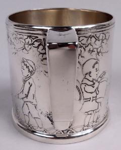  Tiffany Co Antique Tiffany Art Deco Sterling Silver Baby Cup with Child Gardeners - 4045767