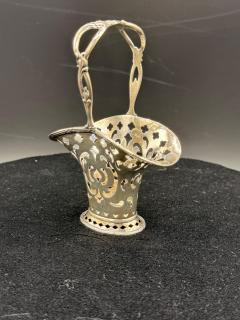  Tiffany Co Antique Tiffany Sterling Silver Miniature Art Nouveau Bonbon Floral Basket - 4698756