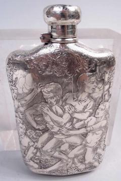  Tiffany Co Antique Tiffany Victorian Classical Sterling Silver Rugby Flask - 4248292