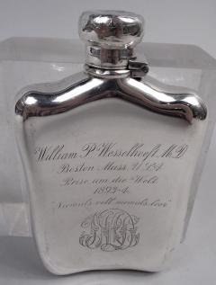  Tiffany Co Antique Tiffany Victorian Classical Sterling Silver Rugby Flask - 4248298
