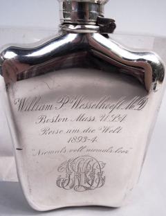  Tiffany Co Antique Tiffany Victorian Classical Sterling Silver Rugby Flask - 4248299