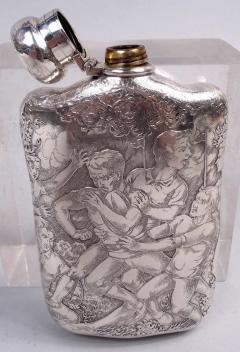  Tiffany Co Antique Tiffany Victorian Classical Sterling Silver Rugby Flask - 4248300