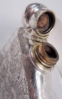  Tiffany Co Antique Tiffany Victorian Classical Sterling Silver Rugby Flask - 4248301