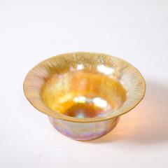  Tiffany Co Art Nouveau Iridescent Yellow Blue Favrile Glass Bowl signed L C Tiffany Co - 4654150