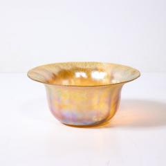  Tiffany Co Art Nouveau Iridescent Yellow Blue Favrile Glass Bowl signed L C Tiffany Co - 4654170