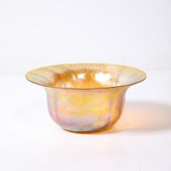  Tiffany Co Art Nouveau Iridescent Yellow Blue Favrile Glass Bowl signed L C Tiffany Co - 4654188