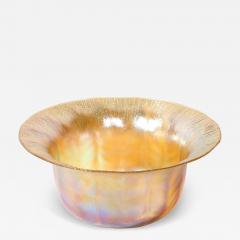  Tiffany Co Art Nouveau Iridescent Yellow Blue Favrile Glass Bowl signed L C Tiffany Co - 4659950