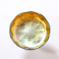  Tiffany Co Art Nouveau Iridescent Yellow Blue Favrile Glass Footed Dish signed Tiffany Co - 4654142