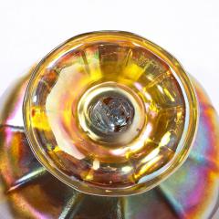  Tiffany Co Art Nouveau Iridescent Yellow Blue Favrile Glass Footed Dish signed Tiffany Co - 4654163