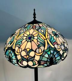  Tiffany Co Art Nouveau Tiffany Sale Blue Stained Glass Dome Shaped Shade Floor Lamp - 4099070