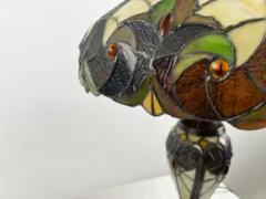  Tiffany Co Art Nouveau Tiffany Style Brown Green Stained Glass Table Lamp a Pair - 4098878