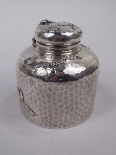  Tiffany Co Large Tiffany Japonesque Applied Sterling Silver Inkwell with Beetle - 3748825