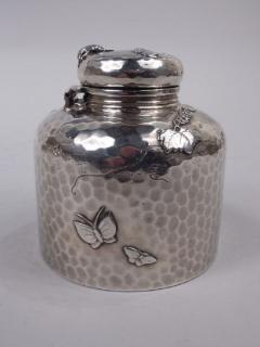  Tiffany Co Large Tiffany Japonesque Applied Sterling Silver Inkwell with Beetle - 3748827