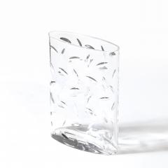  Tiffany Co Mid Century Modernist Cut Crystal Vase w Leaf Form Motif Signed Tiffany and Co - 4623071