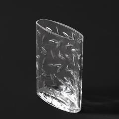  Tiffany Co Mid Century Modernist Cut Crystal Vase w Leaf Form Motif Signed Tiffany and Co - 4623156