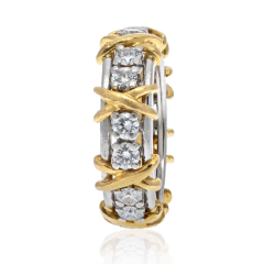  Tiffany Co PLATINUM 18K YELLOW GOLD SCHLUMBERGER SIXTEEN STONE DIAMOND WEDDING RING - 2732097