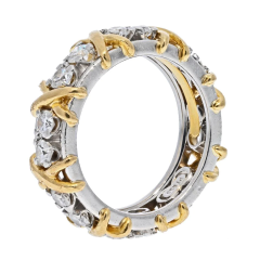  Tiffany Co PLATINUM 18K YELLOW GOLD SCHLUMBERGER SIXTEEN STONE DIAMOND WEDDING RING - 2732116