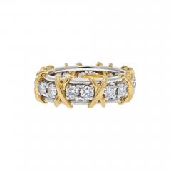  Tiffany Co PLATINUM 18K YELLOW GOLD SCHLUMBERGER SIXTEEN STONE DIAMOND WEDDING RING - 2734875