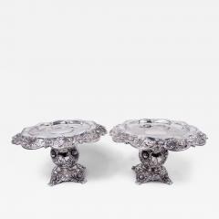  Tiffany Co Pair of Antique Tiffany Chrysanthemum Sterling Silver Compotes - 4545999