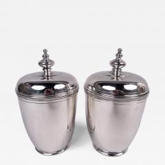  Tiffany Co Pair of Tiffany American Modern Classical Sterling Silver Covered Urns - 4120244
